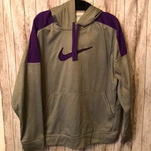 Grey and Purple Nike Therma-Fit Hoodie